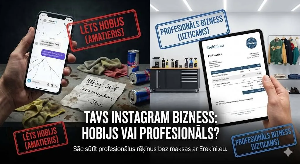 Jūsu "Instagram" bizness izskatās pēc lēta hobija, ja klientiem sūtāt ekrānšāviņus nevis profesionālus rēķinus